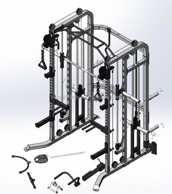 Δύο στρώσεις παχιάς επικάλυψης γκρι/μαύρο Smith Machine Multi Home Gym για την οικιακή σας προπόνηση