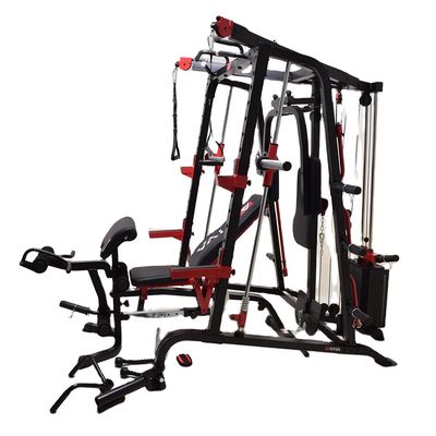 Εναρμονισμένη γυμναστική γυμναστικής Squat Rack με σύγκλιτες μπάρες σε μαύρο και κόκκινο