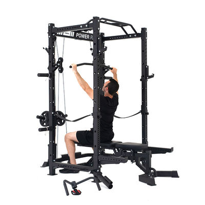 Τυλιζόμενο Barbell Squat Power Rack Κλουβί με Lat Pull Down και 360 Landmine για το γυμναστήριο στο σπίτι
