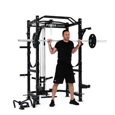 Τυλιζόμενο Barbell Squat Power Rack Κλουβί με Lat Pull Down και 360 Landmine για το γυμναστήριο στο σπίτι